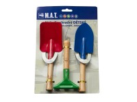 M.A.T. Dětské zahradní nářadí kovové + dřevěná rukojeť 3dílná sada
