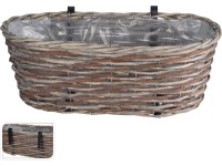 Závěsný květináč dřevěný, šedý, 45 x 21 x 16 cm