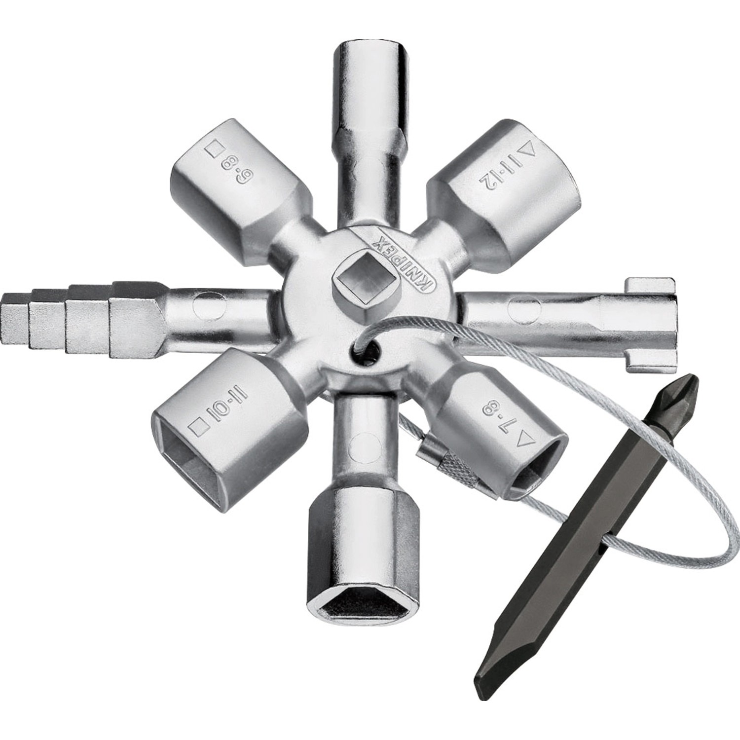 Knipex Klíč na rozvodné skříně TwinKey pro běžné skříně a systémy zavírání