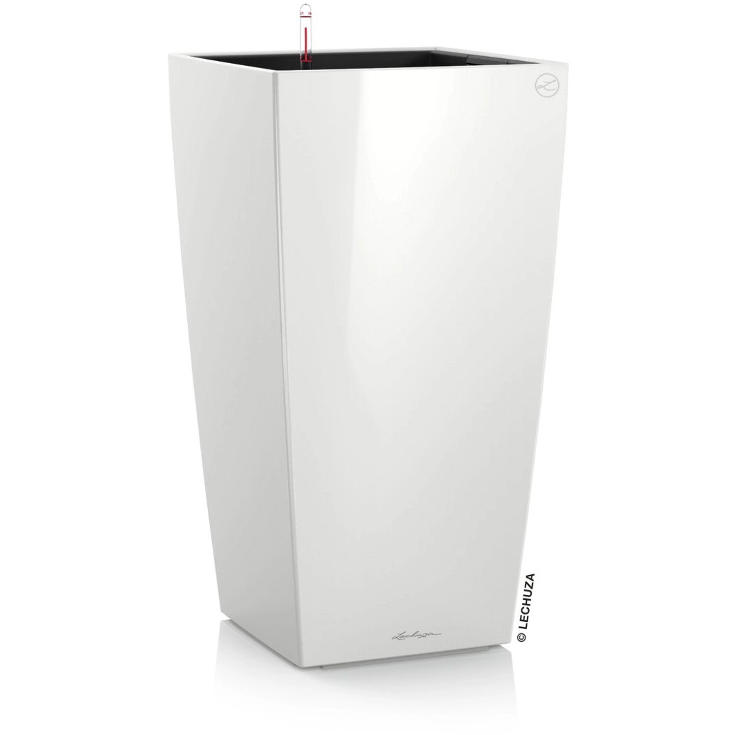 Lechuza Květináč Cubico Premium 22, bílá vysoce lesklá, 22 x 22 x 41 cm