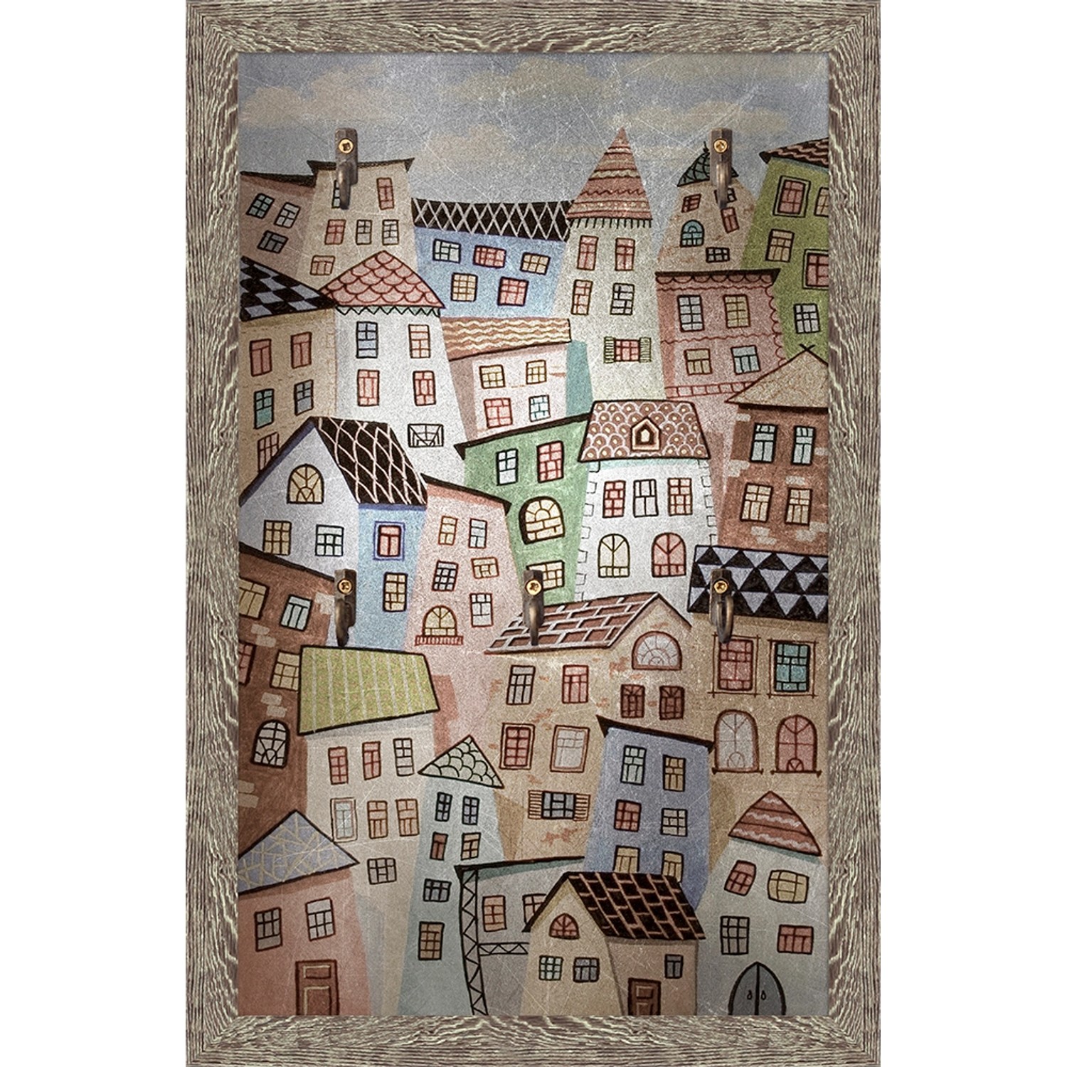 Bondecor Deska na klíče, domečky, plastová, 20 x 30 cm