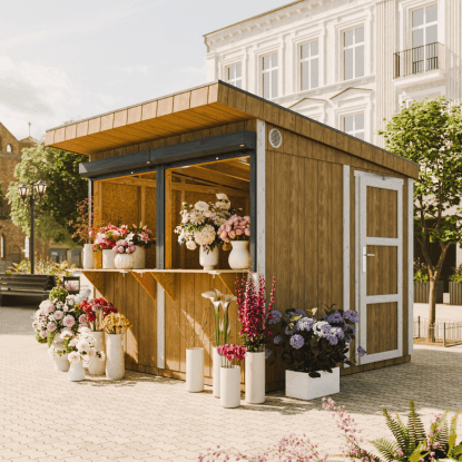 Timbela Prodejní stánek M950 z panelů LP SmartSide, přírodní, 236 x 250 cm