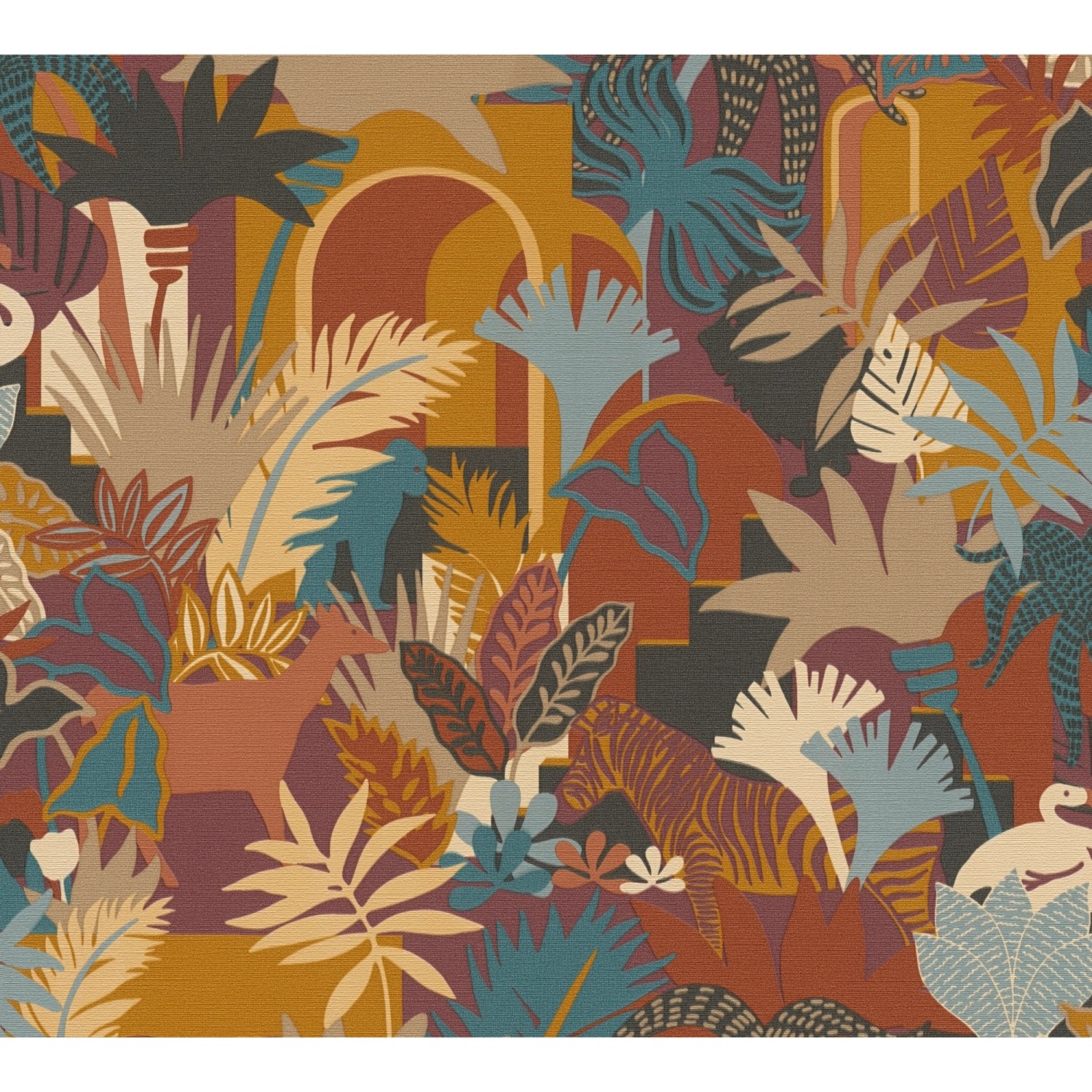 A. S. Creation Vliesová tapeta Antigua Saténová džungle oranžová