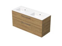 INTEDOOR Koupel.skříň+dvojumyvadlo BEE, úchyt chrom, š. 121 cm, dub Hickory