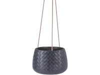 Závěsný květináč vypouklý k zavěšení, černý, Fibre-Clay, pr. 15,5 cm