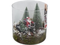Vánoční aranžmá s mechem ve skleněné nádobě, pr. 19 cm