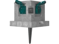 Zahradní zásuvka vzhled kamene, 4 zásuvky, gumový kabel