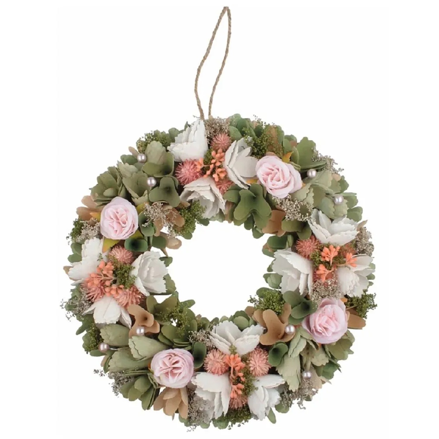 Anděl Přerov Jarní věnec s růžovými květy 31 x 31 x 7 cm