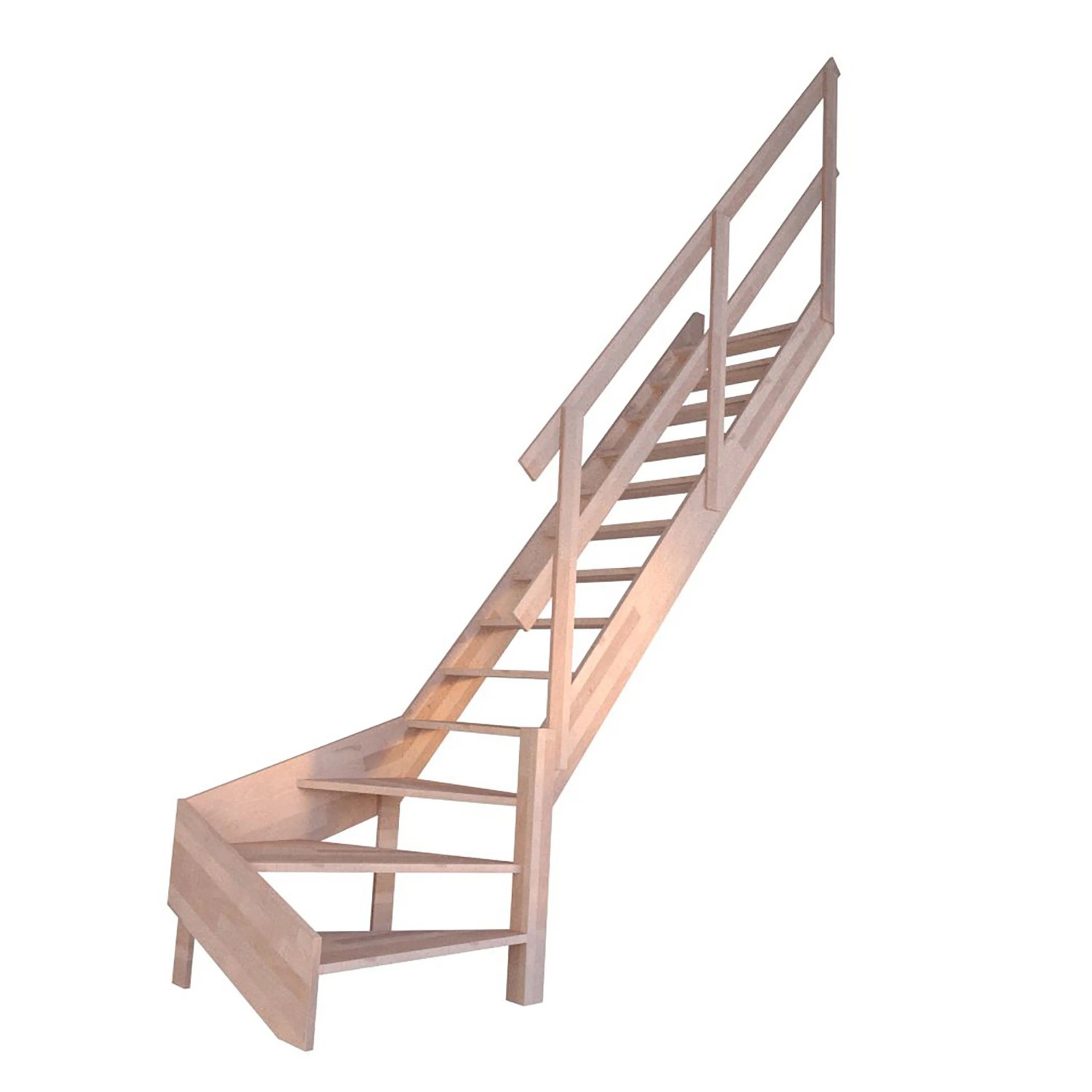 StarWood Schody Rhodos bukové pravé otevřené dřevěné zábradlí