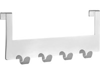 Háčková lišta na dveře, kovová, lesklá chromovaná, 10 cm x 25,5 cm x 1,6 cm