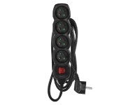 EMOS Prodlužovací kabel s vypínačem černý, 4 zásuvky, max. 10 A/2300 W, 3 m