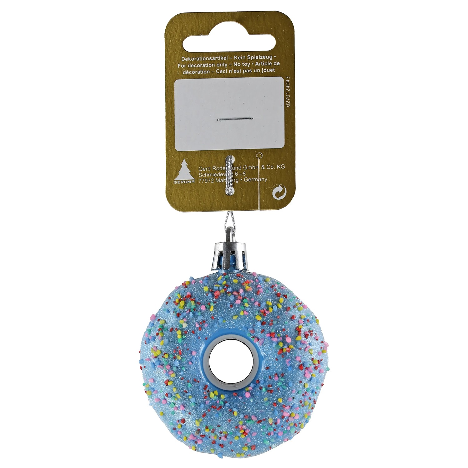 GEROMA Vánoční ozdoba donut plastový sv. modrý pr. 6 x 3 cm