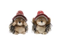 Podzimní stojací dekorace keramický ježek s čepičkou různé druhy 7 cm, 1 ks