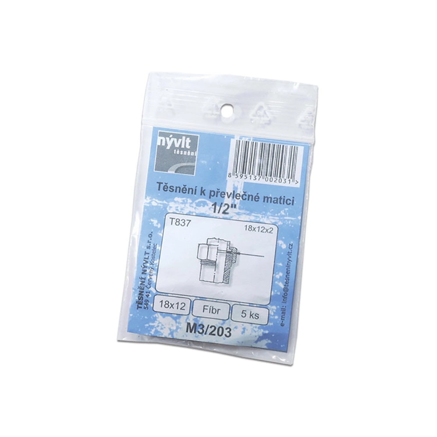Sada těsnění převlečné matice 1/2 fíbr, 5 ks