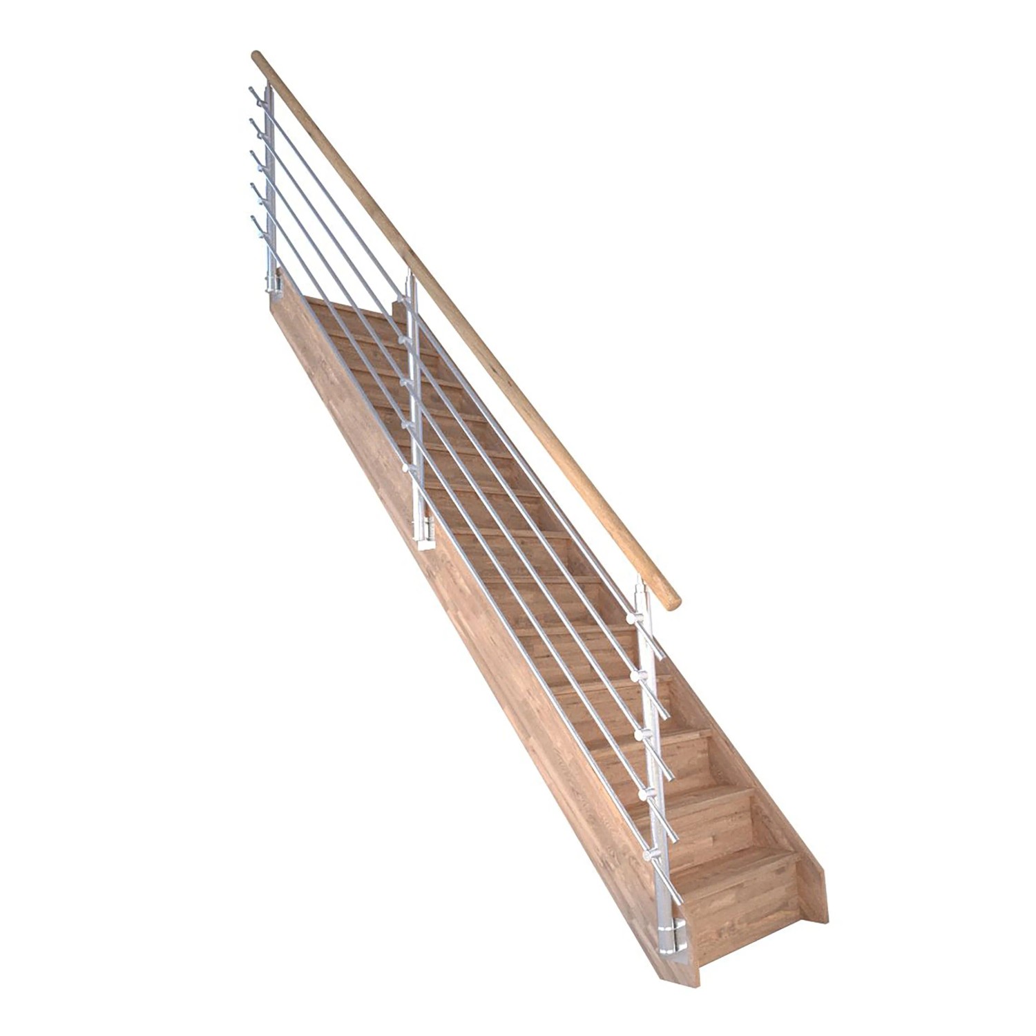 StarWood Schody Rhodos dubové rovné uzavřené design. nerezové zábradlí