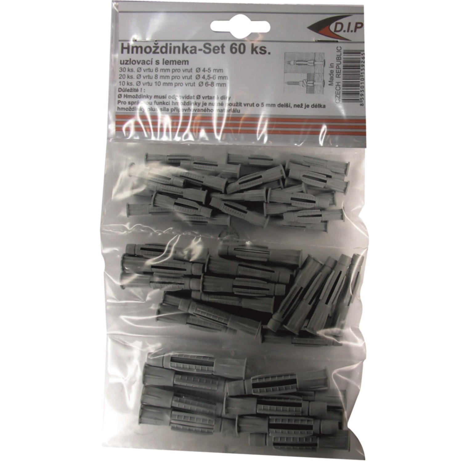 D.I.P. Set hmoždinek uzlovacích s lemem
