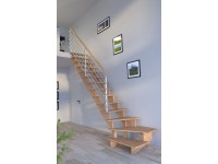 StarWood Schody Lindos dubové levé 100cm otevřené design. nerez. zábradlí