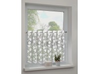 Sehlbach Vitrážová záclona se skrytými poutky, květiny, bílá, 140 x 80 cm