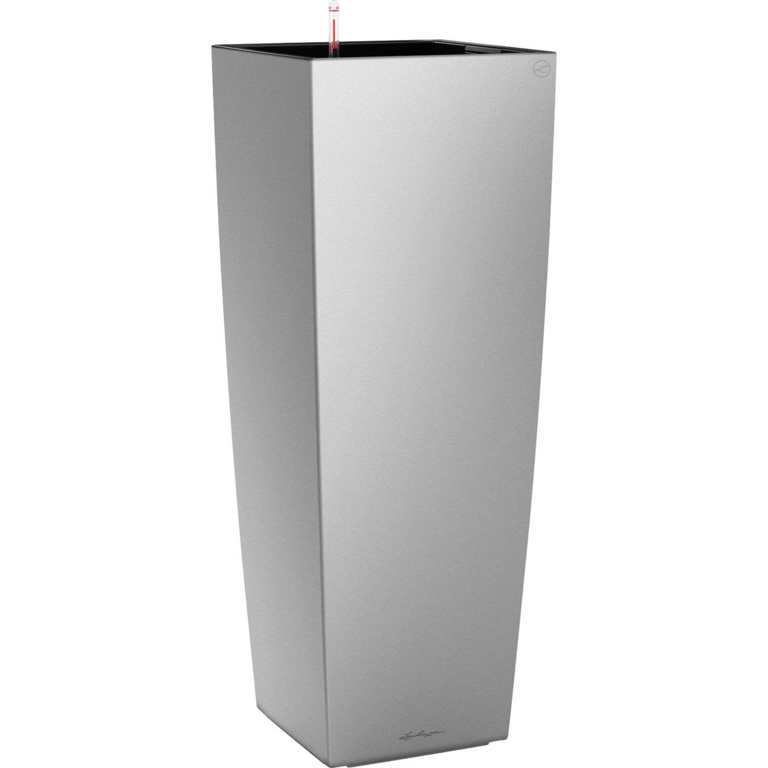Lechuza Květináč Cubico Alto Premium, stříbrná metalická, 40 x 40 x 105 cm