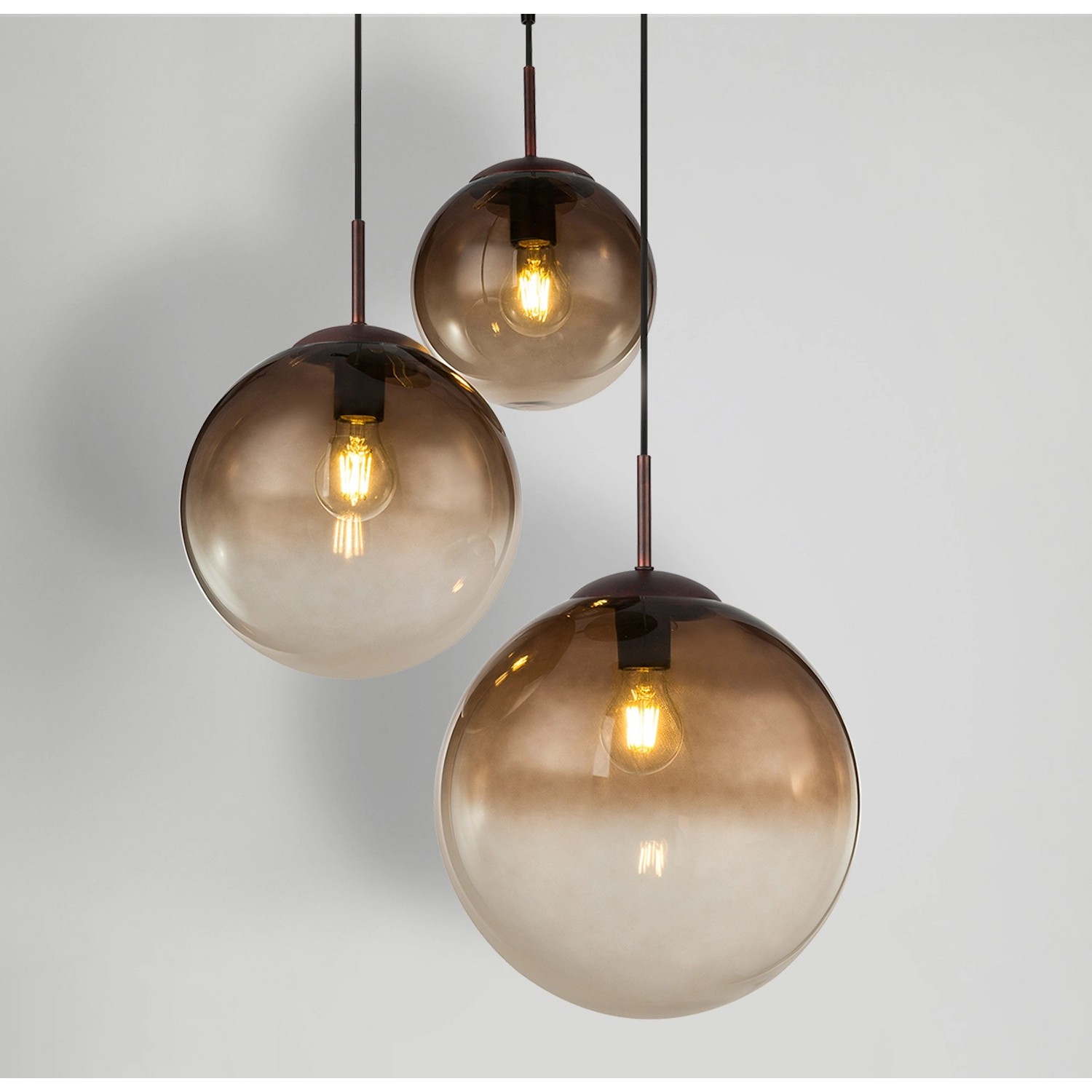 Globo Závěsné svítidlo VARUS, 3x E27, hnědé/jantarové, pr. 51 x 120 cm