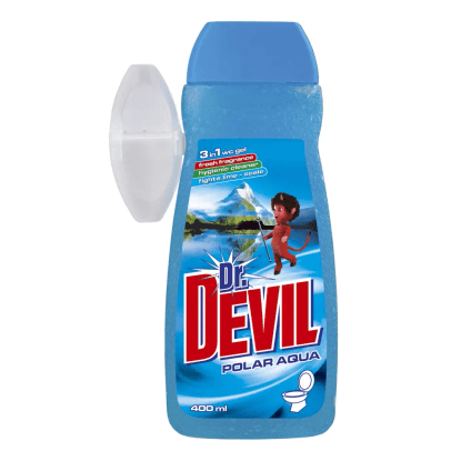 Dr. Devil WC gel Polar Aqua 3v1, 400 ml + košíček