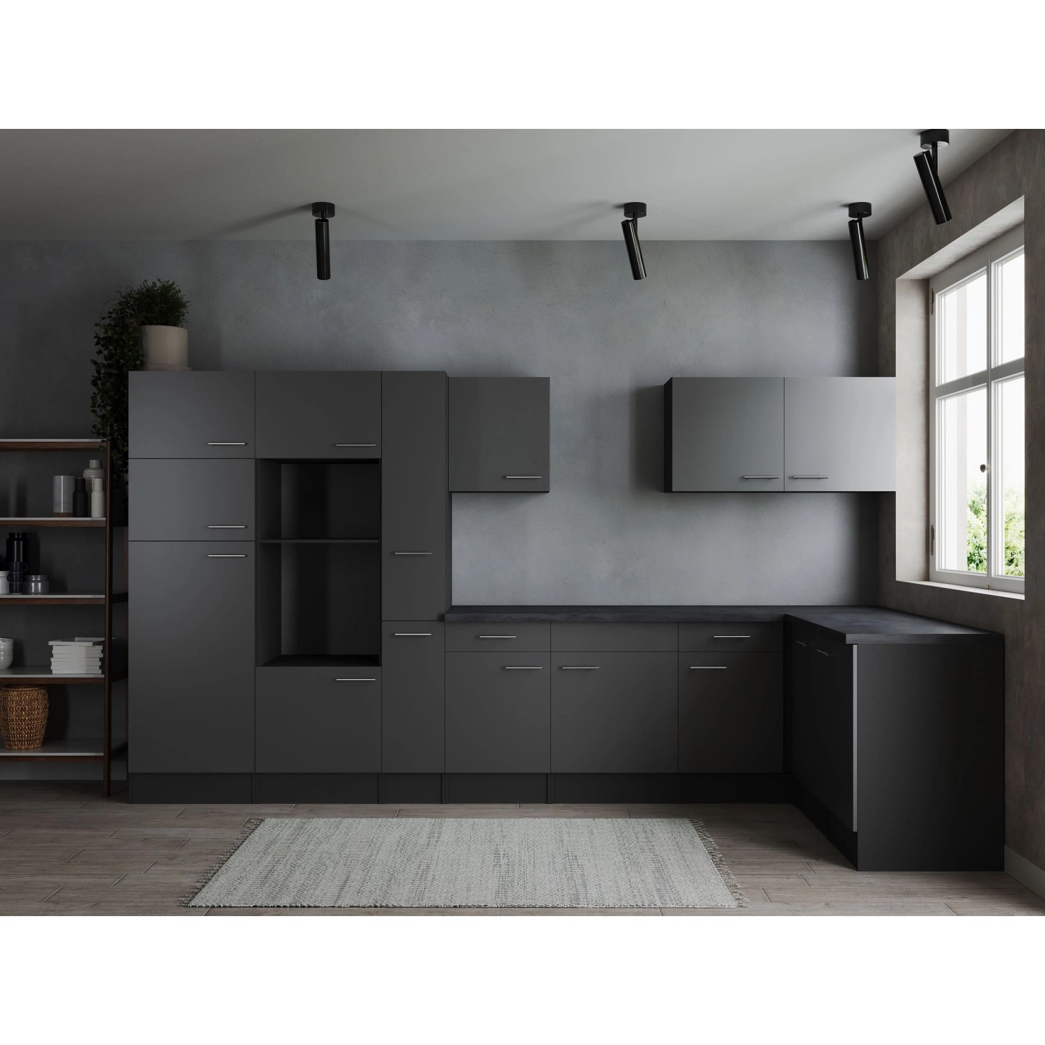 Respekta Kuchyně Oliver L šEdá/žUla 370 Cm - Bez El. PříStrojů-image