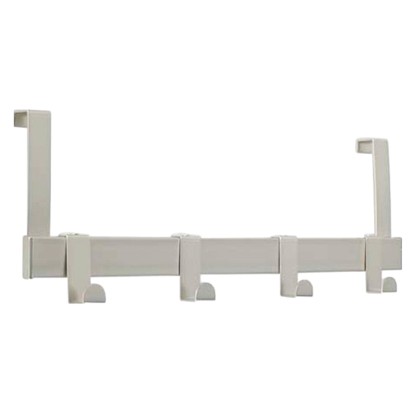 Háčková lišta na dveře kovová matná poniklovaná 13,9 cm x 40,4 cm x 5,1 cm