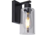 GLOBO Nástěnné svítidlo HADERA černá/kouřová E27 60 W 100 x 230 x 150 mm