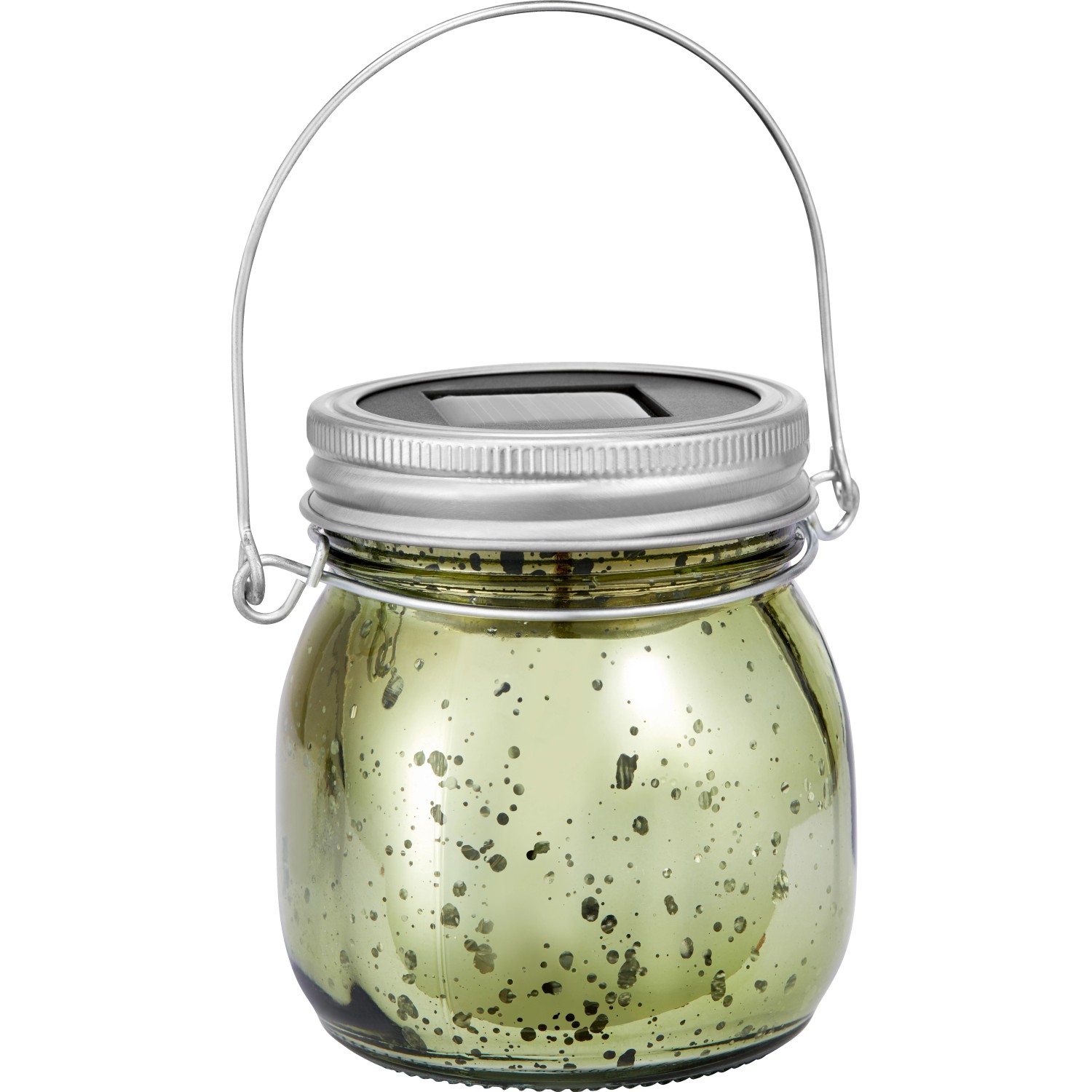 Dekorativní solární LED skleněná lucerna, IP44, zelená, pr. 8 x 9 cm