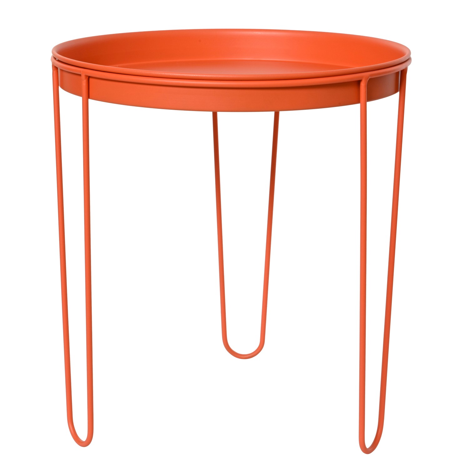 Kovový odkládací stolek, oranžová, pr. 31 x 34 cm