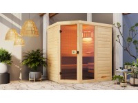 Weka Sauna 38 mm Laukkala 2 včetně sady svítidel do sauny a skleněných dveří