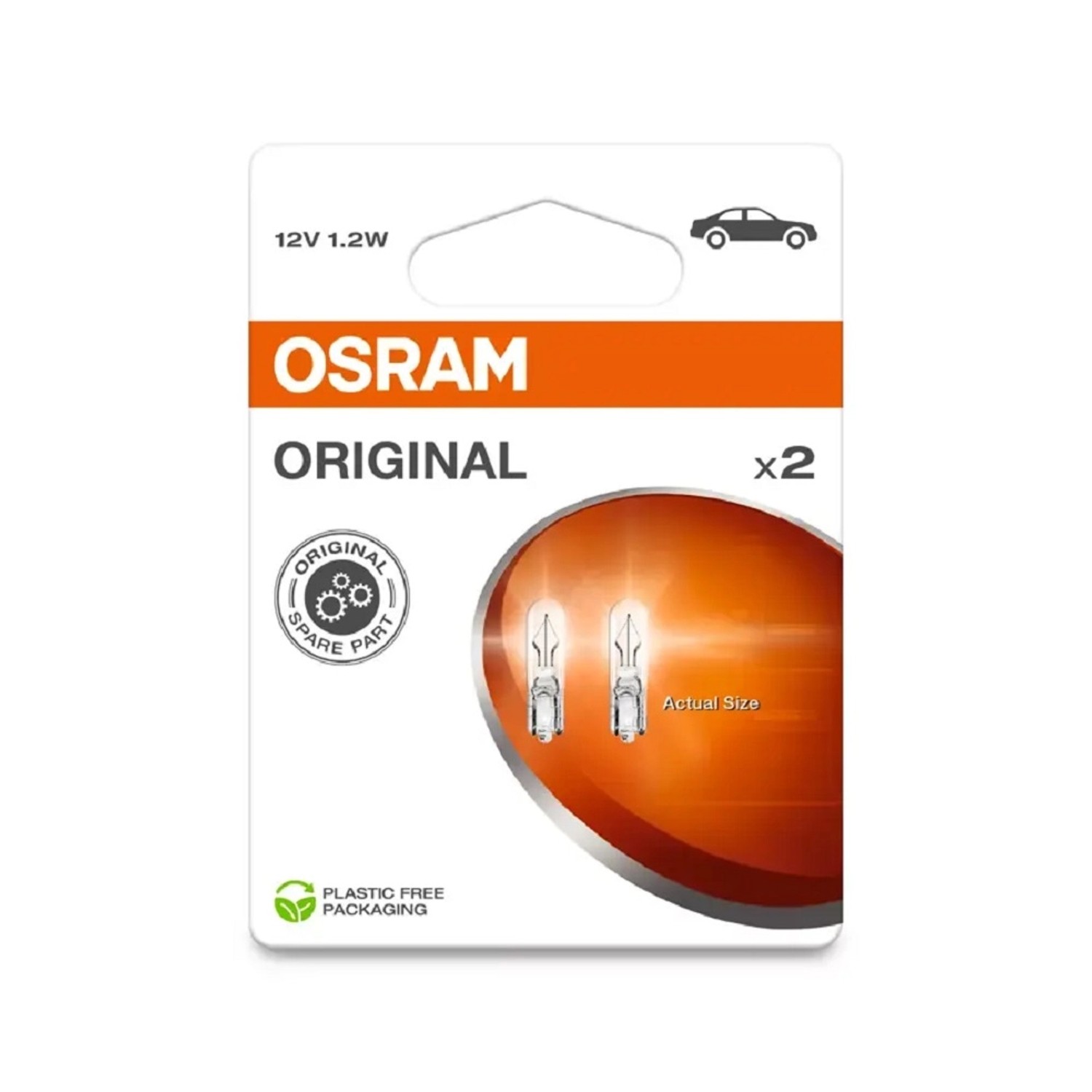 OSRAM Pomocná autožárovka Original se skl.nástr.paticí W1,2W, 12V, 2ks (BLI ECO)