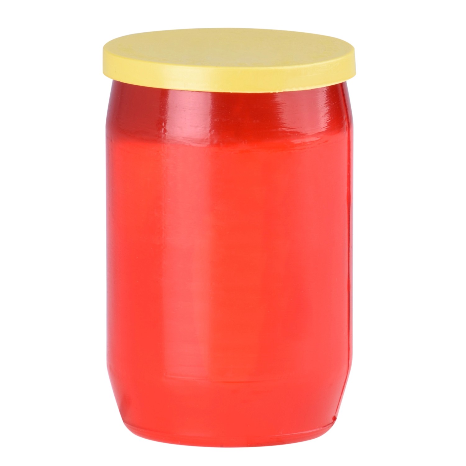 Olejová hřbitovní svíčka červená se žlutým víčkem 29 hodin, 100 g