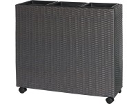 Dělený truhlík z polyratanu s kolečky tmavě hnědý 82 x 28 x 72 cm