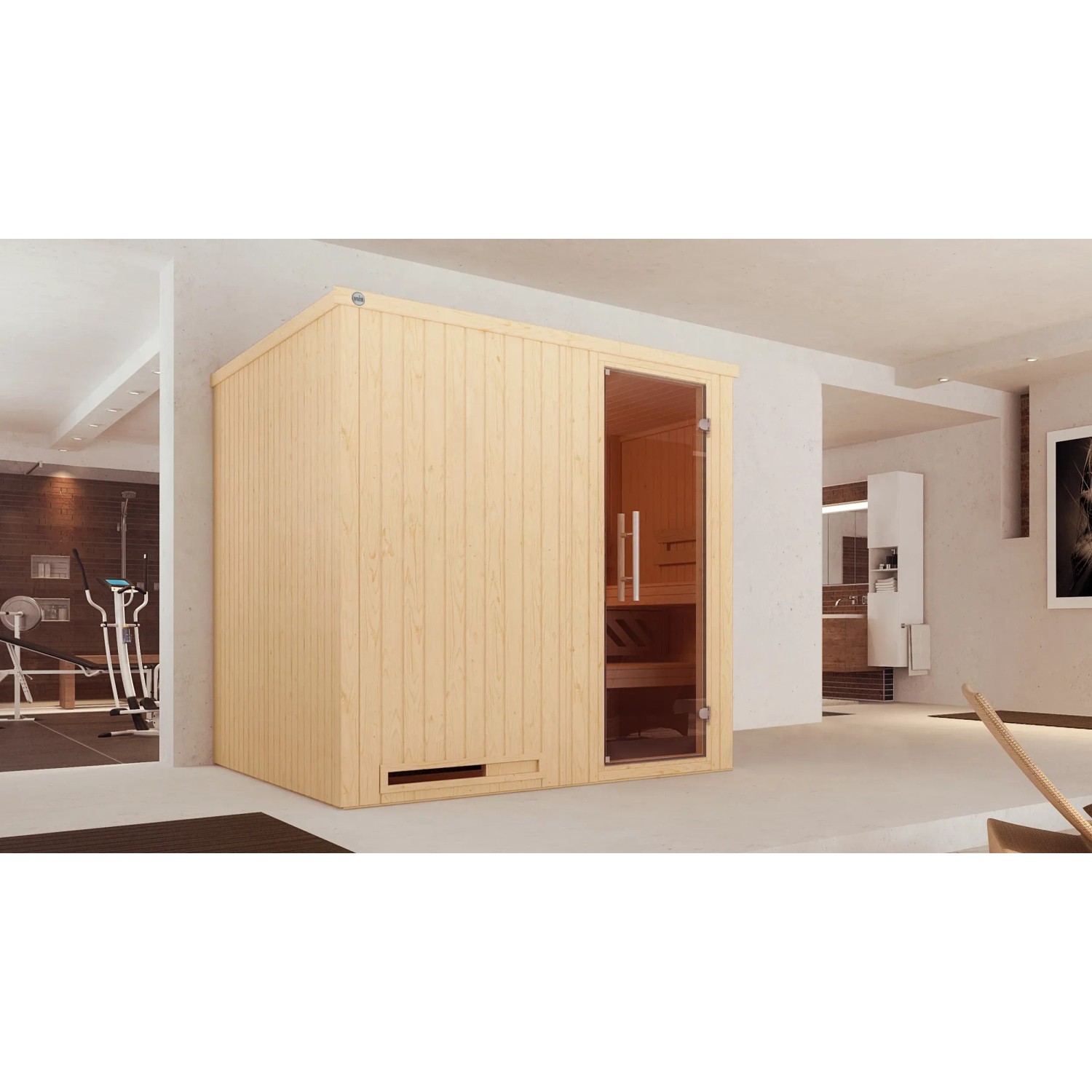 Weka Dřevěná sauna Halmstad 2 skl.dveře, přírodní, 194x177x199cm + Kompakt 5,4kW