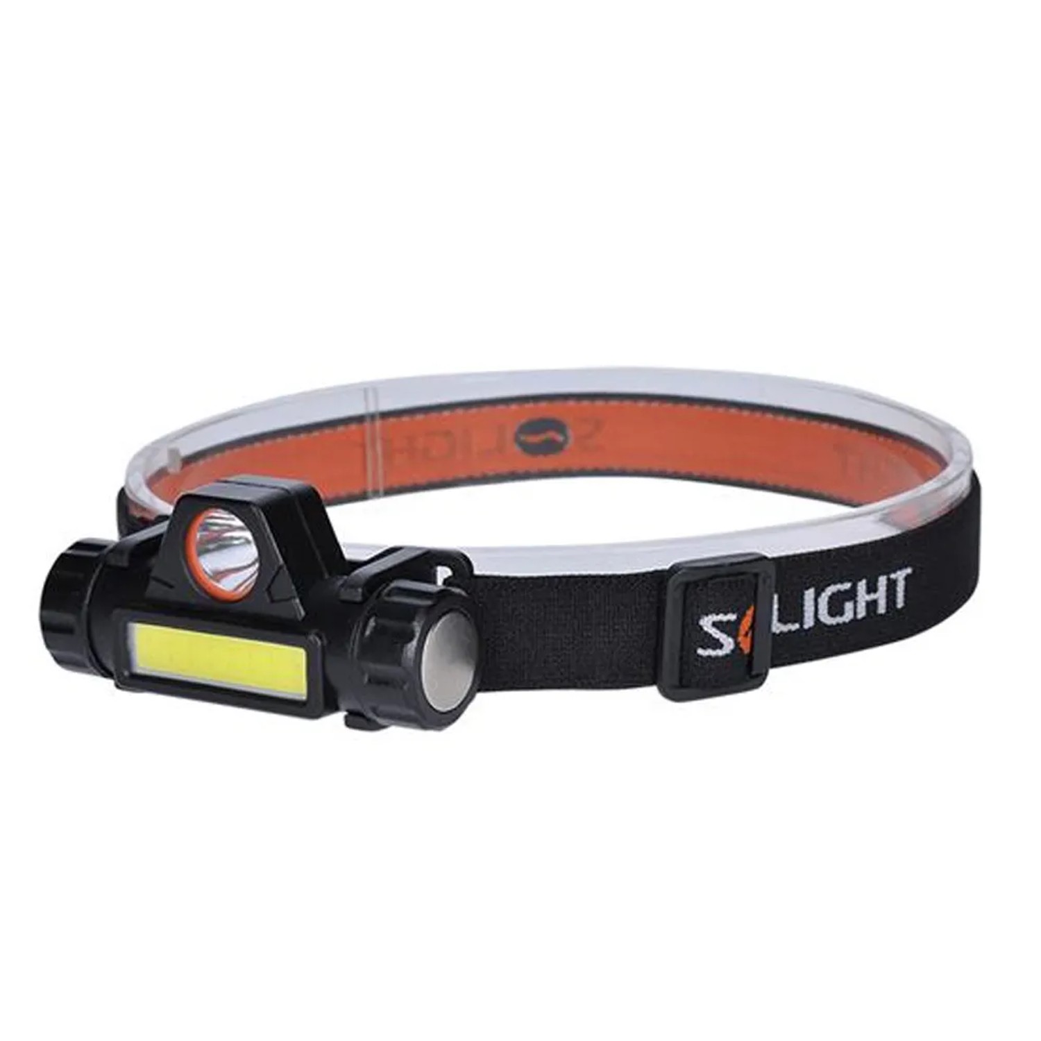 Levně SOLIGHT LED čelová svítilna nabíjecí, 3 W + COB, 150 + 60 lm, černá