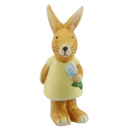 Velikonoční stojací dekorace zejíc keramický s květinou žlutý 3,5x3,5x9 cm, 1 ks