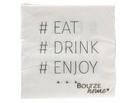 Boltze Papírové ubrousky Eat, Drink, Enjoy, černá/bílá, 20 ks