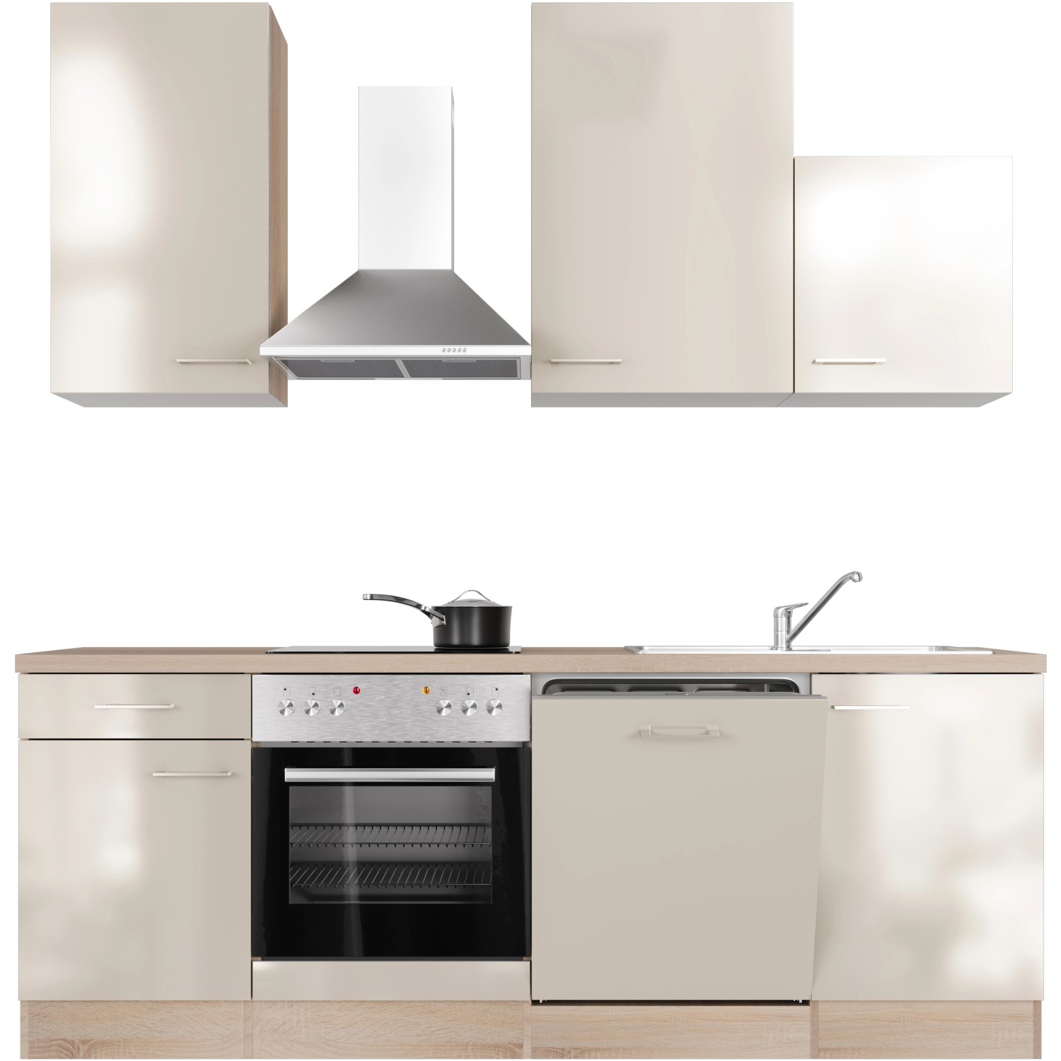 Flex-Well Kuchyně Orlando 220 cm/typ 8 - trouba/varná deska/myčka/digestoř