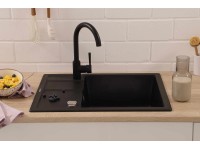 Respekta Granitový dřez Nashville, černá, 65 x 50 cm