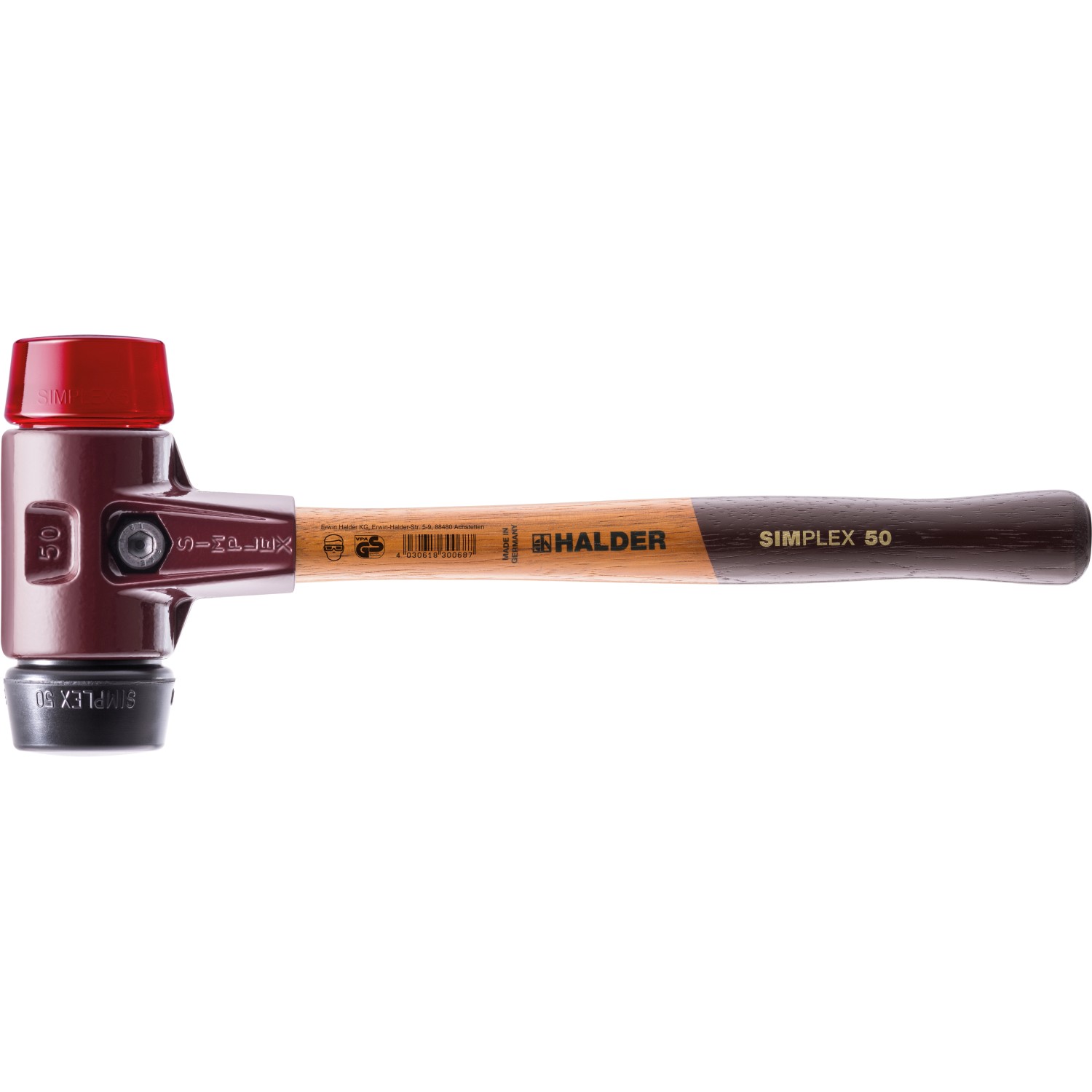 Halder Kladivo Simplex, guma/plast/temperovaná litina, pr. 40 mm