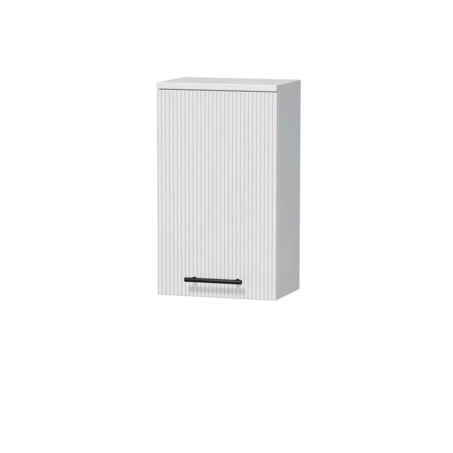 INTEDOOR Horní závěsná skříň BEE levá, úchyt černý, š. 35 cm, bílá 3D pruhy