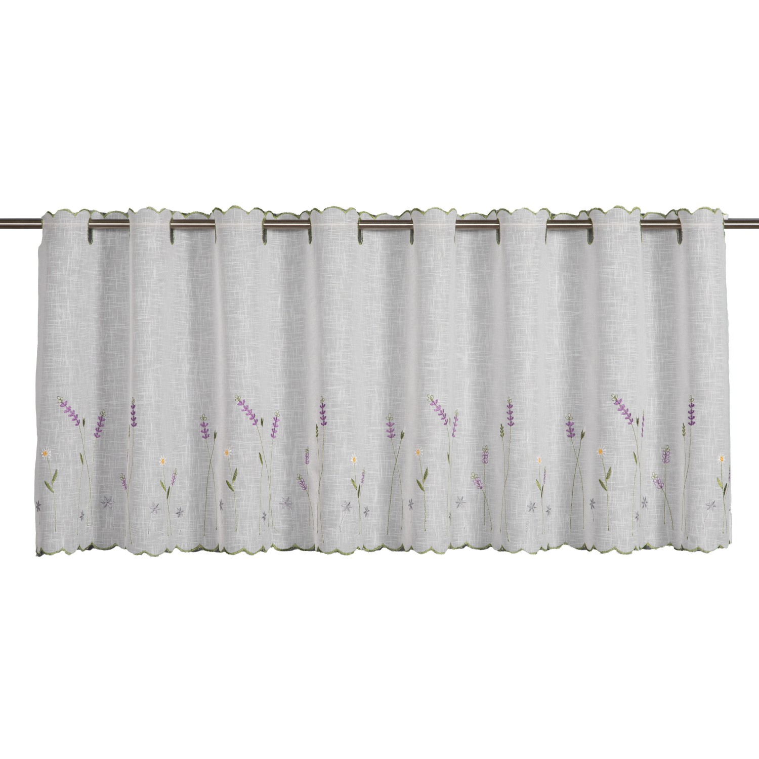 Sehlbach Vitrážová záclona s průchodem, levandulová louka, fialová, 135 x 45 cm
