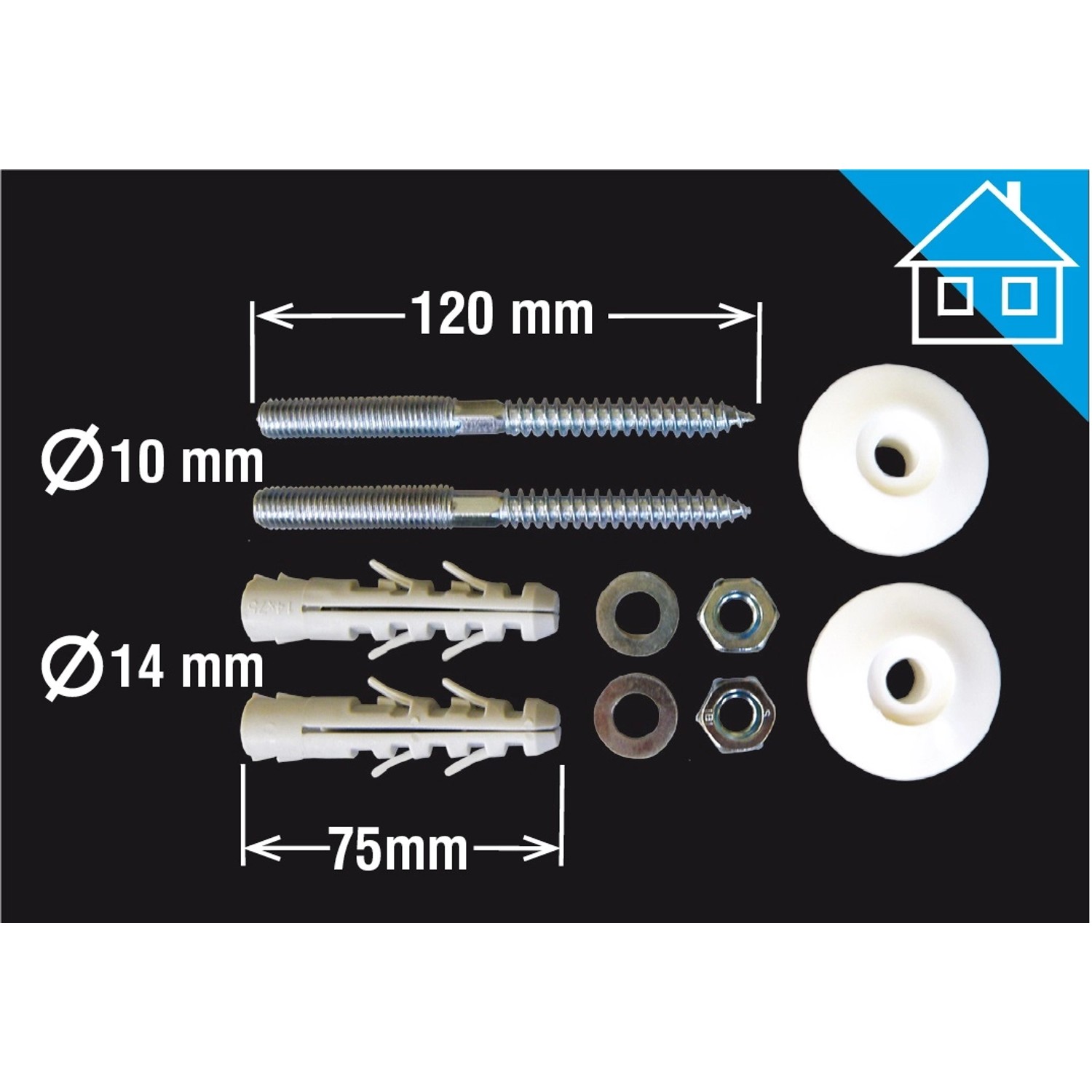 Sada šroubů k uchycení umyvadla 10 x 120 mm, 2 ks