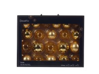 Decoris Sada skleněných koulí na vánoční stromek, světlá zlatá, 21dílná Decoris Sada skleněných koulí na vánoční stromek, světlá zlatá, 21dílná