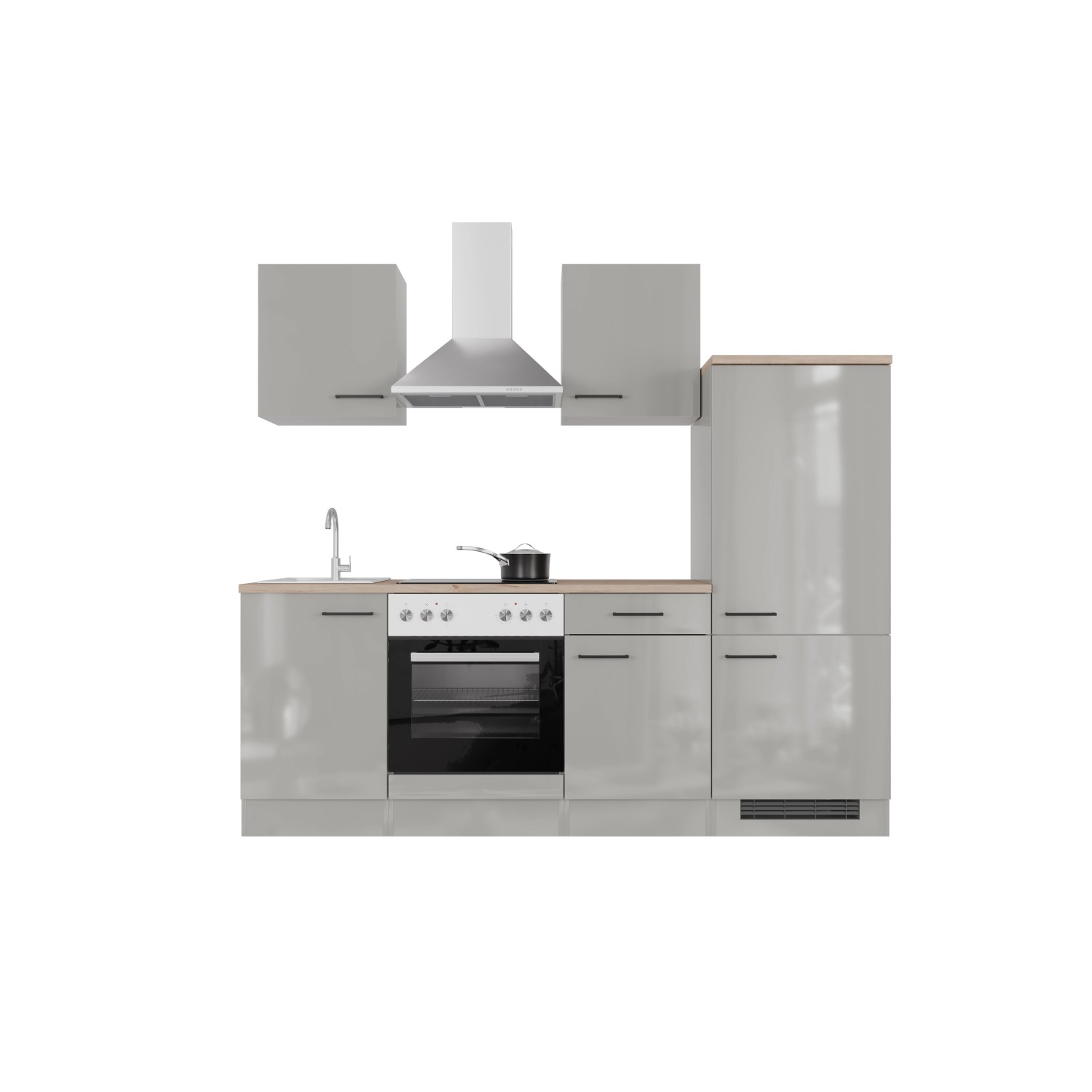 Flex-Well Kuchyně Lund 220 cm/typ 3 - lednice/varná deska/trouba/digestoř