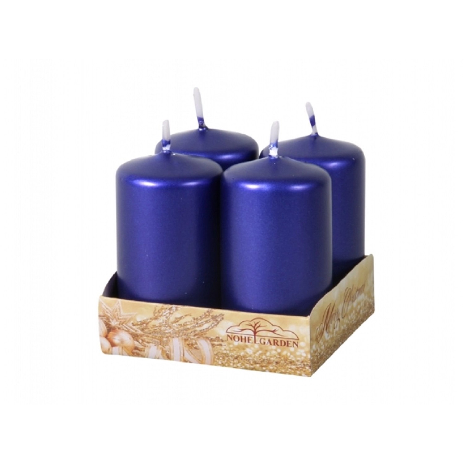 Adventní svíčka, metalická lesklá modrá, pr. 4 x 8 cm, 4 ks