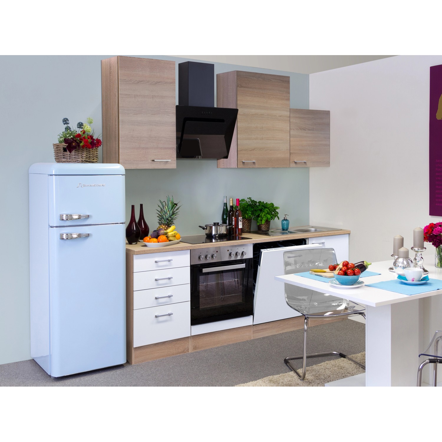 Flex-Well Kuchyně Florida 220 cm/typ 4 - trouba/varná deska/digestoř/myčka