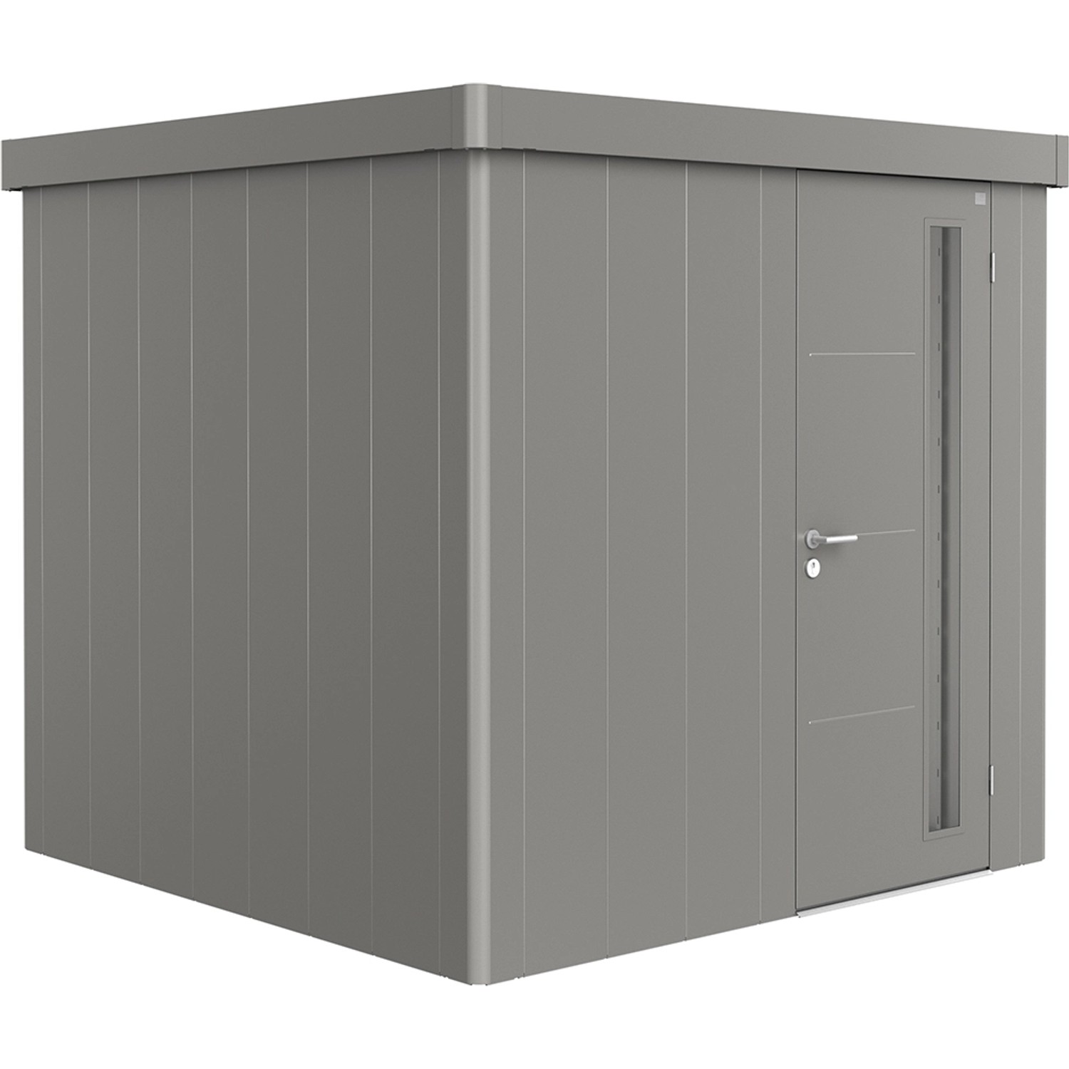 Biohort Plechový zahradní domek Neo2B standardní dveře křem. šedá 236 x 236 cm