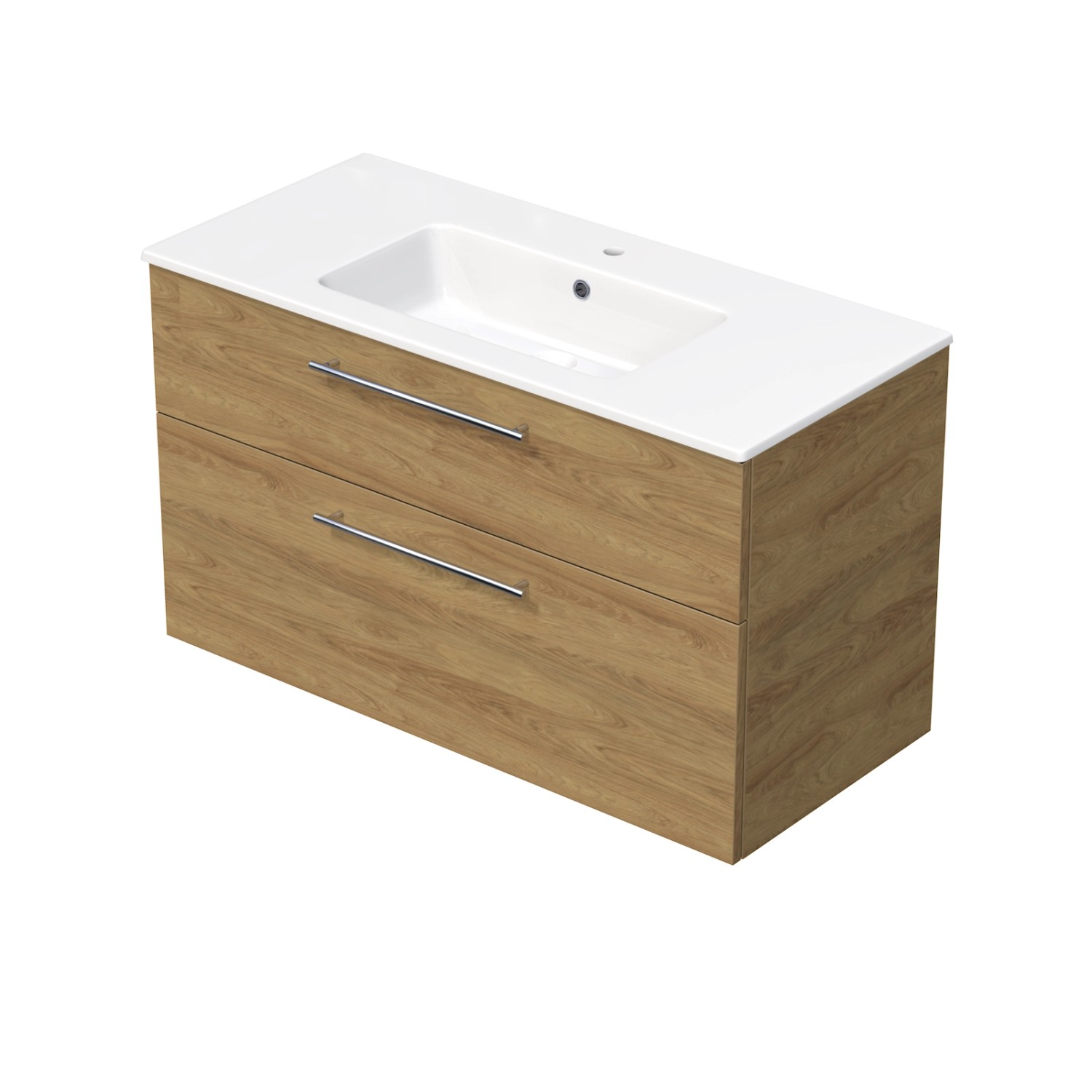 INTEDOOR Koupel.skříň+umyvadlo BEE, úchyt chrom, 2 zás., š. 101 cm, dub Hickory